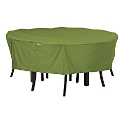 Classic Accessories Sodo Patio/Outdoor Table & Chair Set Cover – Tough and Weather Resistant Patio Set Cover, Round, Medium, Herb (55-345-011901-EC)