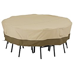 Classic Accessories Veranda Patio Square Table and Chairs Cover for 8-Chair – Durable and Water Resistant Patio Set Cover (55-228-011501-00)