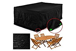 FEM0R Rectangular Patio Table & Chair Set Cover, Durable and Water Resistant Fabric Outdoor Furniture Cover, Large