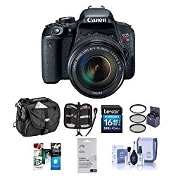 Canon EOS Rebel T7i DSLR with EF-S 18-135mm f/3.5-5.6 IS STM Lens – Bundle with Camera Case, 16GB SDHC Card, 67mm Filter Kit, Screen Protector, Cleaning Kit, Memory Wallet, Software Package