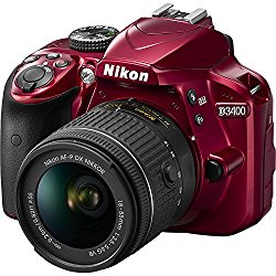 Nikon D3400 DSLR Camera w/ AF-P DX NIKKOR 18-55mm f/3.5-5.6G VR Lens – Red (Certified Refurbished)