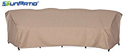 SunPatio XL Curved Sofa Cover, Lightweight, Water Resistant, Eco-Friendly, Helpful Air Vent, All Weather Protection, 190″L/128″ x 36″W x 39″H, Beige