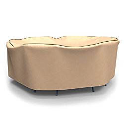 Budge Chelsea Patio Bar Table and Chairs Cover, Tan (60″ Diameter x 42″ Drop)