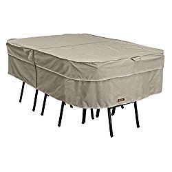 Classic Accessories Montlake FadeSafe Rectangle/Oval Patio Table & Chair Set Cover, Heavy Duty Outdoor Furniture Cover with Waterproof Backing, Large (55-654-046701-RT)