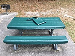Table Glove Fitted Marine Grade Vinyl Picnic Tablecloth Sets -Picnic Table Cloth Cover – Hand Made – Great For Camping or Full time RV Living (6ft, Emerald Green)