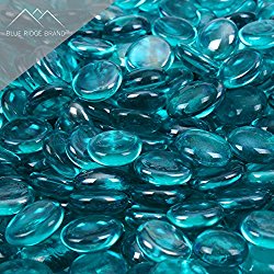 Blue Ridge Brand™ Aqua Blue Reflective Fire Glass Beads – 10-Pound Professional Grade Fire Pit Glass – 3/4″ Reflective Glass for Fire Pit and Landscaping