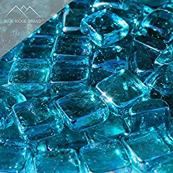 Blue Ridge Brand™ Aqua Reflective Fire Glass Cubes – 50-Pound Professional Grade Fire Pit Glass – 3/4″ Reflective Fire Glass Bulk Pack – Glass Rock Contractor Pack
