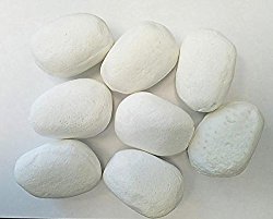 Pearl White Ceramic Lite Fire Stones – Set of 15 – Ventless/Vent-free Fireplace and Firepit Lite Stones