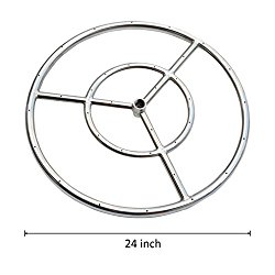 Onlyfire 24-inch Stainless Steel Round Fire Pit Burner Ring, Double Ring