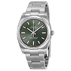Rolex Oyster Perpetual Automatic Green Olive Dial Stainless Steel Unisex Watch 114200GNSO