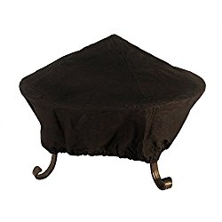 Catalina Creations All Weather Black Vinyl Fire Pit Cover with Double Stitched Elastic Band for Standard or Easy Access Spark Screens, Fits Up to 30″ Firepits