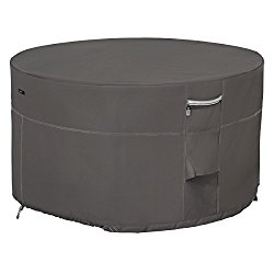 Classic Accessories Ravenna 42″ Round Fire Pit Table Cover – Premium Outdoor Cover with Durable and Water Resistant Fabric (55-455-015101-EC)