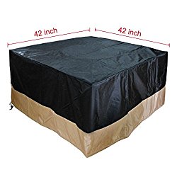 Stanbroil Heavy Duty Durable and Water Resistant Patio Fire Pit /Table Cover, Black, Square ,42-Inch