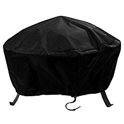 Sunnydaze Heavy-Duty Weather-Resistant Round Fire Pit Cover with Drawstring and Toggle Closure, Black PVC, 30 Inch Diameter