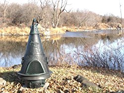 The Blue Rooster Co. Garden Style Cast Aluminum Wood Burning Chiminea in Green.