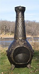 The Blue Rooster Co. Grape Cast Aluminum Wood Burning Chiminea in Gold Accent.