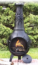 The Blue Rooster Co. Sun Stack Style Cast Iron Wood Burning Chiminea in Charcoal.