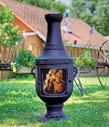 The Blue Rooster Co. Venetian Style Cast Iron Wood Burning Chiminea in Charcoal.