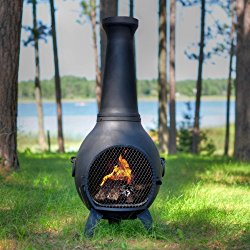 The Blue Rooster Prairie Chiminea in Charcoal with Gas