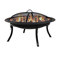 29 Inch Portable Folding Fire Pit with Carrying Case and Spark Screen by Sunnydaze