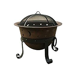 Catalina Creations Heavy Duty Cast Iron Fire Pit with Cover and Accessories, 29″