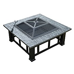 Outsunny Square 32″ Outdoor Backyard Patio Metal Firepit