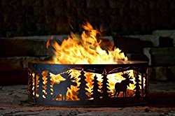 Campfire Fire Ring w Moose Cutout Design – Solid Steel (48 in. Dia.)