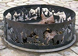 Outdoor Campfire Fire Ring w Whitetail Deer Design (48 in. Dia.)