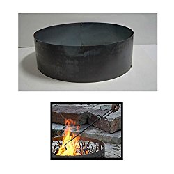 PD Metals Steel Campfire Fire Ring Solid Design – Unpainted – with Fire Poker – Extra Large 60 d x 12 h Plus Free eGuide