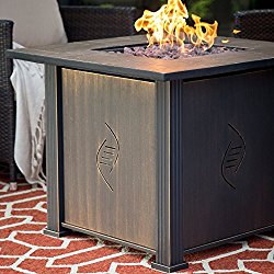 Fire Pit Table Propane Gas- New Enviro-Stone Faux-Stone Surface Offers Room For Plates, Glasses- Great For All Weather Conditions Built For Long Life with Solid Steel Construction- Easy Ignite Button