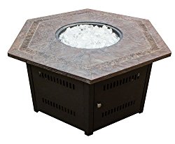 Hiland Fire Pit Hexagon with Slate Table, Large