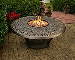 Oakland Living Charleston Round Gas Firepit Table, Antique Bronze