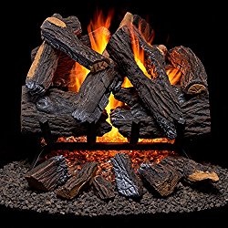 Duluth Forge Vented Natural Gas Fireplace Log Set – 18 in., 45,000 BTU, Heartland Oak