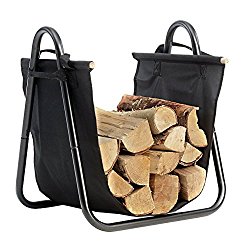 Fireplace Log Tote Wood Holder Kindling Firelogs Bucket Firewood Carrier Canvas Logs Totes Holders Rack Round with Wood Carrying Handles Basket Tools with Large Fire Wood Carry Bag