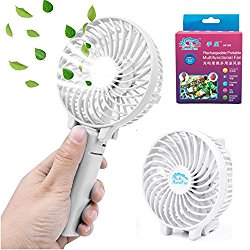 Mini Fan Battery Operated, Kingcenton Handheld Portable Foldable 4 Inch Fan with Clip for Stroller – 2000mAh Rechargeable Battery, 3 Speeds Adjustable for Home, Office and Travel (White)