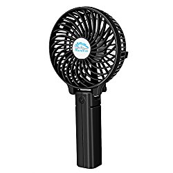 Mini Handheld Fan, VersionTech Foldable Personal Portable Desk Desktop Table Cooling Fan with USB Rechargeable Battery Operated Electric Fan for Office Room Outdoor Household Traveling(3 Speed, Black)