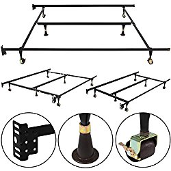 Best Choice Products Metal Bed Frame Adjustable Queen Full Twin Size W/ Center Support Platform