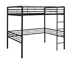 DHP Full Size Loft Bed with Metal Frame and Ladder (Black)