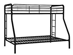 DHP Twin-Over-Full Bunk Bed with Metal Frame and Ladder (Black)
