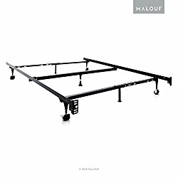 STRUCTURES by Malouf Heavy Duty Adjustable Metal Bed Frame with Center Support and Rug Rollers – (Queen, Full XL, Full, Twin XL, Twin)