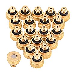 Sunmns 20 Pack Brass Misting Nozzles for Outdoor Cooling System and Greenhouse Landscaping Dust Control, 0.012 Inch Orifice (0.3 mm) 10/24 UNC