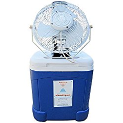 Portable Misting System – Coolermax- 15 Gallon Tank, 14 Inch High Velocity Outdoor Rated Fan – Brass/ Stainless Steel Misting Nozzle – 300 PSI Misting Pump