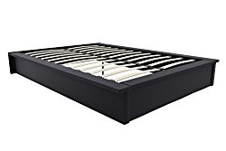 DHP Maven Slat Platform Bed with Faux Leather Upholstery (Black, Queen)