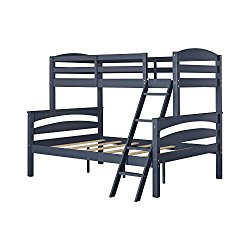 Dorel Living Brady Twin over Full Solid Wood Kid’s Bunk Bed with Ladder, Graphite Blue