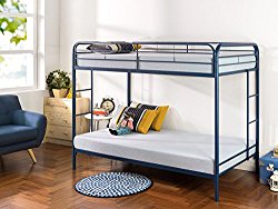 Zinus Easy Assembly Quick Lock Metal Bunk Bed with Dual Ladders, Twin Over Twin, Navy