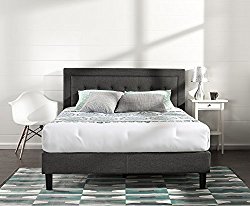 Zinus Upholstered Button Tufted Premium Platform Bed with less than 3 Inch spacing Wooden Slat Support, Queen