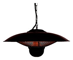 Ener-G+ Indoor/Outdoor Ceiling Electric Patio Heater with LED Light and Remote Control, Black