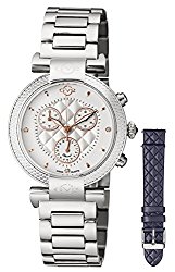 GV2 by Gevril Berletta Chrono Womens Chronograph With Diamonds Swiss Quartz With Additional Leather Strap  Stainless Steel Bracelet Watch, (Model: 1550)