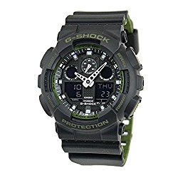 Men’s Casio G-Shock Anti-Magnetic Black and Green Resin Watch GA100L-1A