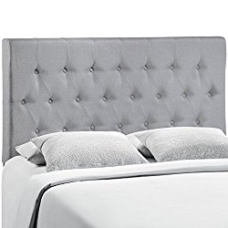Modway Clique Upholstered Tufted Button Fabric Headboard – King Size In Sky Gray